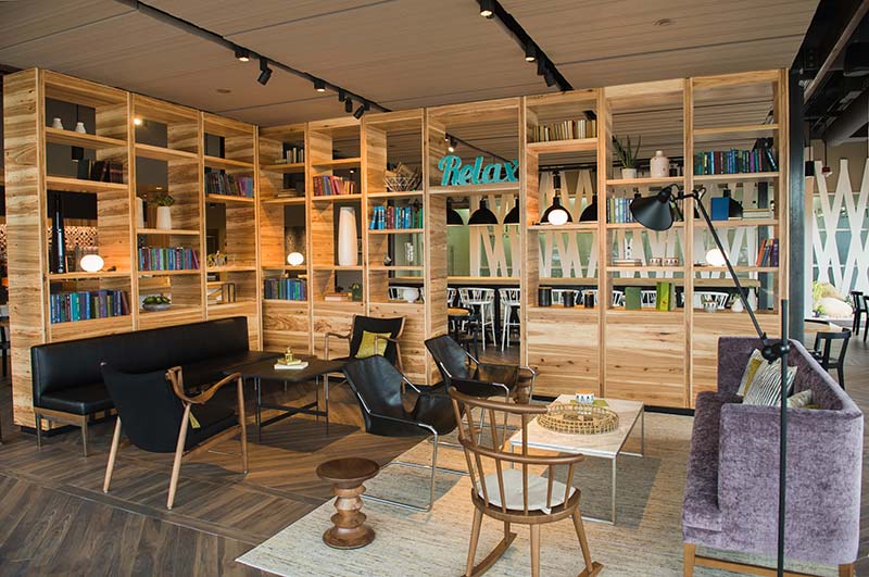 The comfortable coffee lounge offers free WiFi, coffee and espresso drinks, fresh-squeezed juices, soft serve yogurt, and grab-and-go lighter fare with many cozy places to sit and meet.
