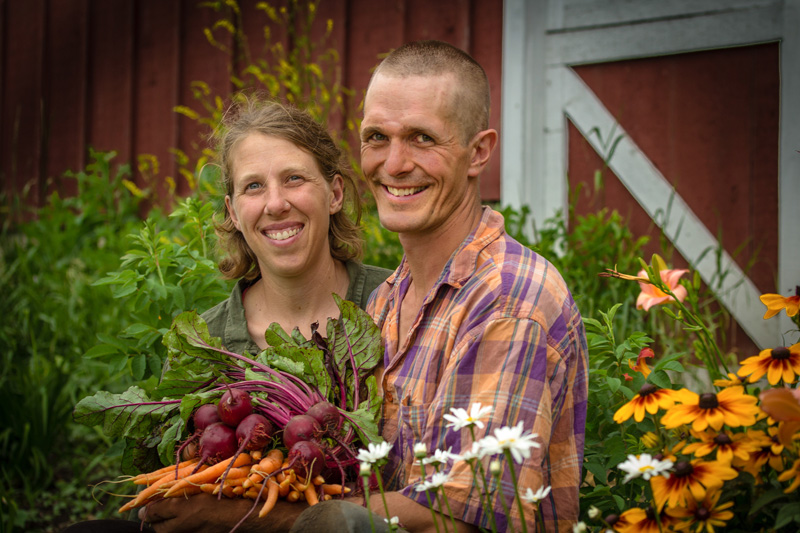 Erin Johnson and Ben Doherty of Open Hands Farm in Northfield, MN, finalists for Bon Appétit Management Company's Fork to Farm grant program