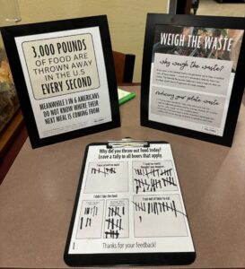 An array of small posters highighting the issue of food waste